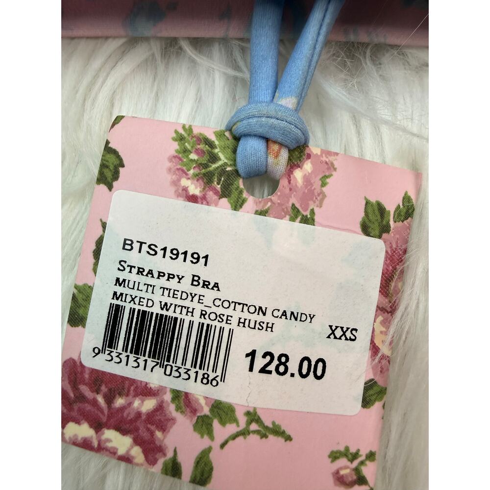 Love Shack Fancy x Bandier Strappy Bra Multi Tiedye Cotton Candy Size XXS NWT - Picture 8 of 9